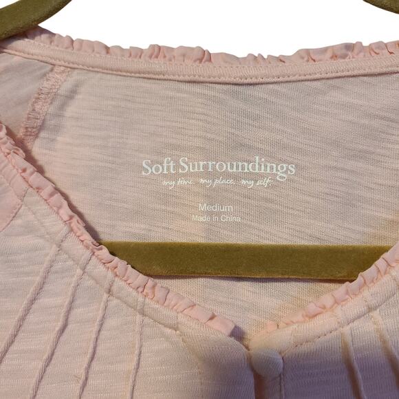 Soft Surroundings Women M Shirt Lagenlook  Sheer Floral Embroider Puff Sleeve - Picture 3 of 7